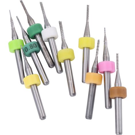 10 Stück 0,5/0,6/0,7/0,8/0,9/1,0/1,1/1,2/1,3/1,4 mm PCB-Schaftfräser, Gravurbits, 1/8"-Schaft (1/5)