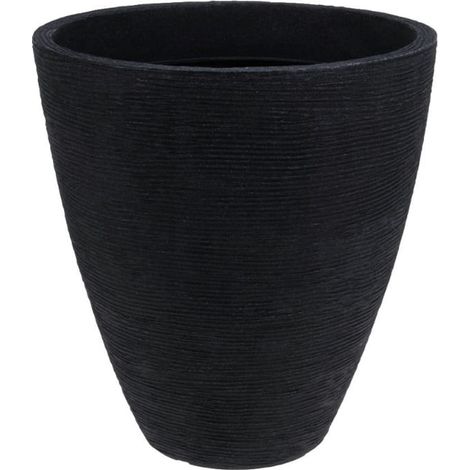 Vaso decorativo rotondo a coste color antracite, 39 x 42 cm