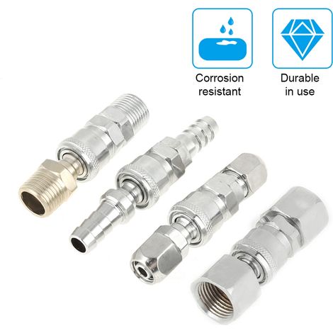 Connecteurs de Tuyau de Compresseur D'air, 8 Pièces 1/2" BSP Filetage Mâle Raccords Rapides Ensemble avec 8 X 12 Mm Coupleur Rapide et Prise de Connecteur (1/5)