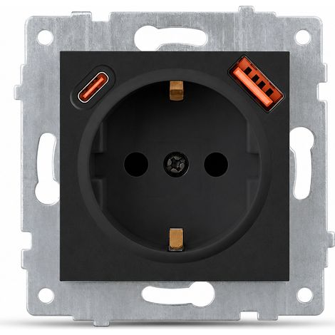 Module USB-C 3A encastrable 80 mm 16A noir