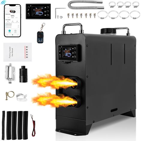 TolleTour Riscaldatore diesel ad aria – 8 kW – 12/24 V – Bluetooth, LCD e telecomando – 4 uscite aria – verticale – serbatoio 5 L – tutto in uno (1/5)