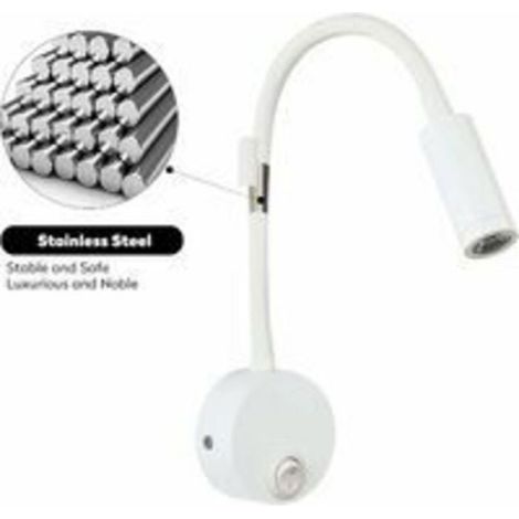 Applique De Lecture - Col De Cygne - LED 3 W - Rotation 360 Degres - Base Ø65 Mm Avec Interrupteur - Lot De 2 (1/4)