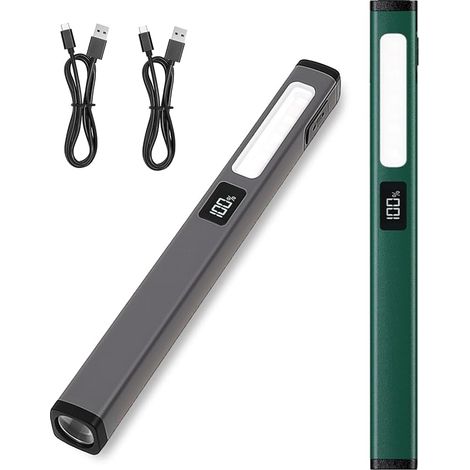 Juego de 2 linternas LED tipo bolígrafo, linternas de trabajo COB recargables con modos blanco y rojo, linterna LED tipo bolígrafo recargable, linterna de trabajo magnética con clip para taller, campi (1/5)