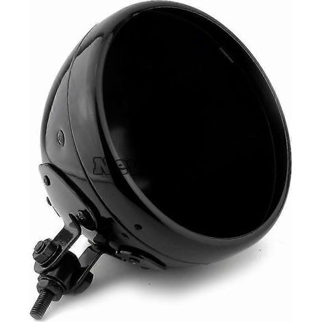 Phare avant universel pour moto, fixation inférieure, 7 pouces, cache-phare LED, boîtier pour Harley Custom, noir/chrome brillant (1/4)