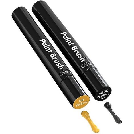 Correcteur de rayures pour carrosserie - Stylo applicateur pinceau - Lot de 2 - Jaune (1/5)