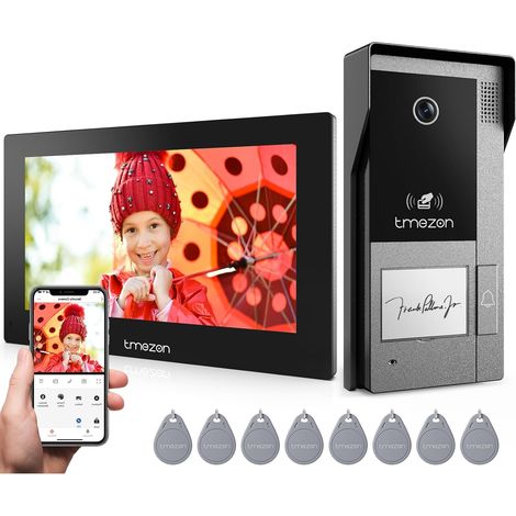 Fils Visiophone Connecté Interphone Vidéo Filaire, IP 7’’ Moniteur Ecran Tactile, 1080P Sonnette de Caméra Vision Nocturne, Déverrouillage à Distance, RFID, Detection Humaine, M790 (1/5)
