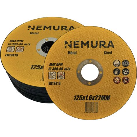 Lot de 25 disques à tronçonner 125mm pour le métal (125 X 1.6 X 22.2MM)