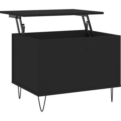 Mesa de centro elevable, diseño moderno y contemporáneo, 60 x 44,5 x 45 cm, madera de ingeniería negra y metal DEC039701
