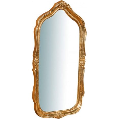 Miroir Mural en Bois, Finition Feuille d'or Antique L32 x pr4 x h61 cm, fabriqué en Italie