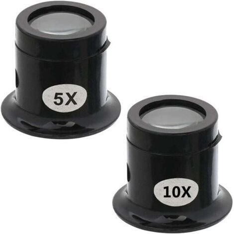 Loupe d'Horlogerie, 5X/10X Loupe Oculaire Bijoutier, Loupe de Montres pour Bijoux, Diamants, Pierres Précieuses (Noir) (1/3)