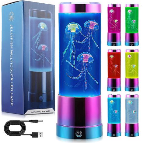 Lámpara LED con forma de medusa para habitaciones infantiles, luz ambiental con 7 colores, lámpara decorativa sensorial para el hogar y la oficina, regalo de cumpleaños (25 cm). (1/5)