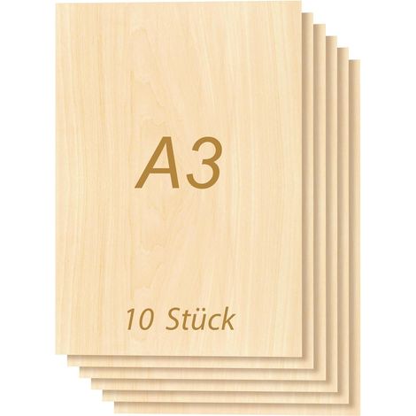 Lot de 10 plaques de contreplaqué de 3 mm A3 en tilleul, compatible laser, 420 x 297 x 3 mm, plaque en bois de tilleul, 3 mm, pour laser (1/5)