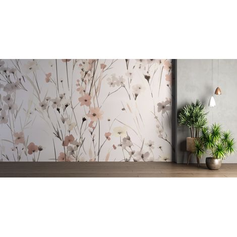 Papier peint fleuri - brins sauvages minimalistes - 150 x 250 cm (1/2)