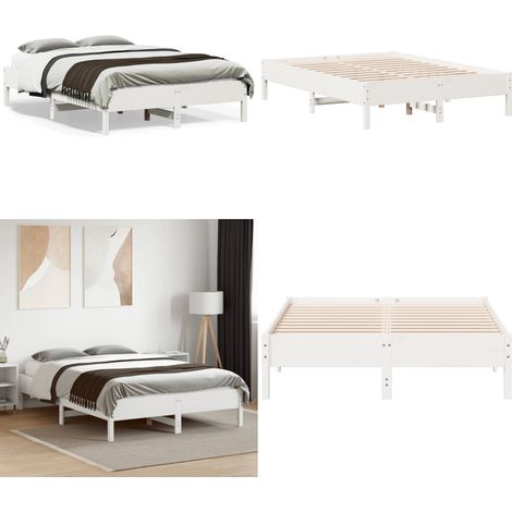 Letto senza Materasso Bianco 120x190 cm Legno Massello di Pino - Letto in legno - Letto in pino