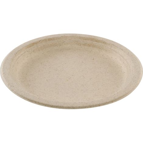 Assiette ronde en bagasse de blé naturel - 800 unités - Betik