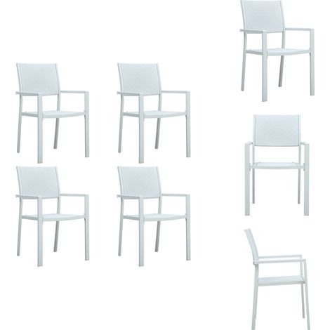 Chaises de jardin lot de 4 Blanc Plastique Aspect de rotin - Chaise De Jardin - Chaise Extérieure - Mobilier De Jardin - Set De Chaises - Rotin Synthétique (1/5)