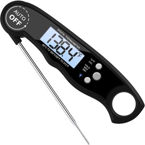 Thermomètre de cuisine numérique, thermomètre à cœur, thermomètre à confiserie, thermomètre de cuisine, avec écran LCD rétroéclairé, thermomètre alimentaire à lecture rapide, noir-AquaForge (1/5)