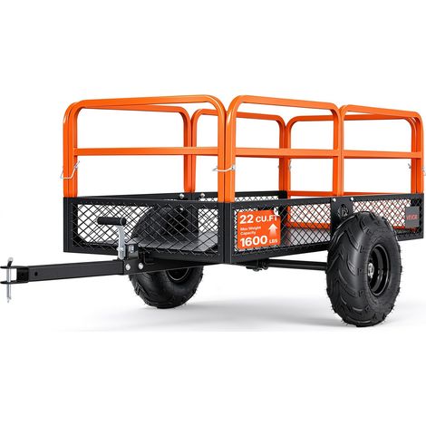 Remorque à Benne Basculante, 623 L, Remorque de Tracteur Tondeuse à Gazon de Jardin en Acier, Capacité de Charge 725,75 kg, avec Pneus 40,64 cm, Chariot de Transport à Déversement pour VTT, UTV (1/5)