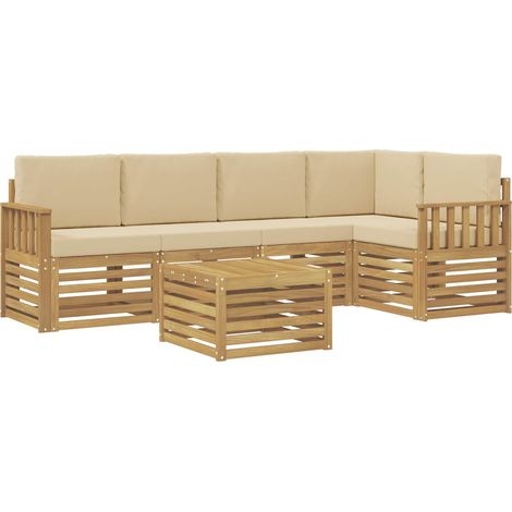 Outdoor-Sofagarnitur 6 pcs Weiß und Beige 59 x 59 x 37 cm vidaXL