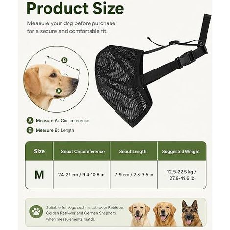 Muselières Chien Taille M Nylon – Noir (1/4)