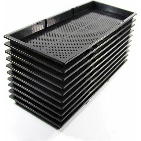 royaluxe -10pcs Plastique Plateau de Culture Plateau Semis Réutilisable Bac pour Plantation Noir pour Hydroponique en Serre Germination des Plantes de Semis