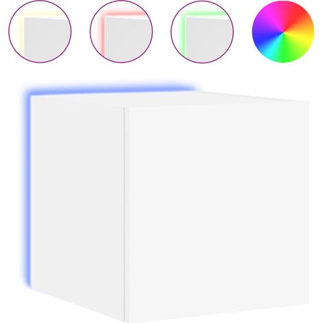Meuble TV,Banc TV,Armoire TV mural avec lumières LED blanc 30,5x35x30 cm CFW809280 (1/5)