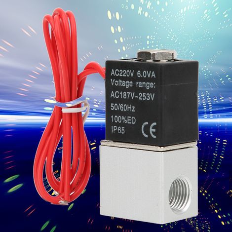 Électrovanne à action directe pour eau, air et huile, corps en alliage d'aluminium, 220 V CA (G1/4 po) (1/5)