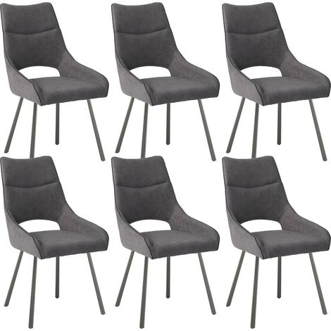 AMADO - Lot de 6 Chaises Tissu Coloris Gris Anthracite (1/3)