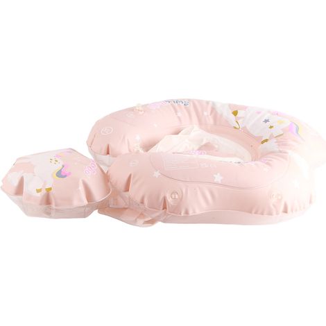 Anneau de natation enfant rose petit cheval flotteur de piscine pare-soleil gonflable pour bébé taille S (diamètre intérieur 15 cm) (1/5)