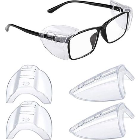 pièces - Protection latérale - Protections latérales - Protection des yeux - avec panneaux gauche et droit - pour lunettes petites et moyennes - universelles - 4,55 cm - transparentes - plastique - Ac (1/5)