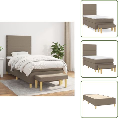 Boxspringbett mit Matratze Taupe 100x200 cm Stoff - Boxspringbett - Doppelbett - Bettenrahmen - Schlafsofa - Lattenrost (1/5)