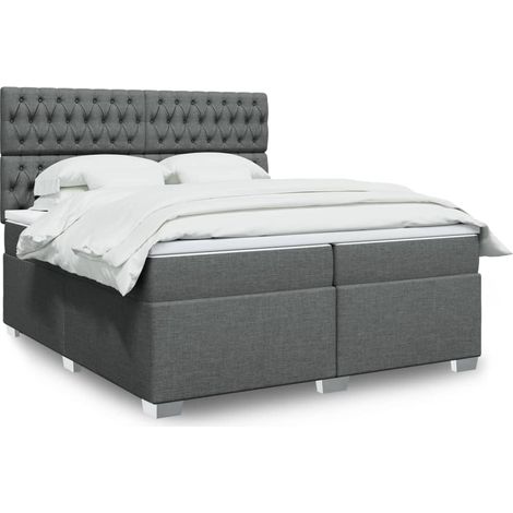 Boxspringbett mit Matratze Dunkelgrau 200x200 cm Stoff vidaXL