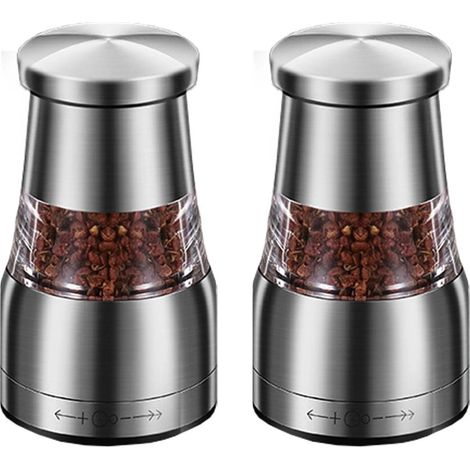 Moulin à poivre en acier inoxydable pour moudre le poivre noir en poudre, moulin manuel, adapté à la cuisine, lot de 2. (1/2)