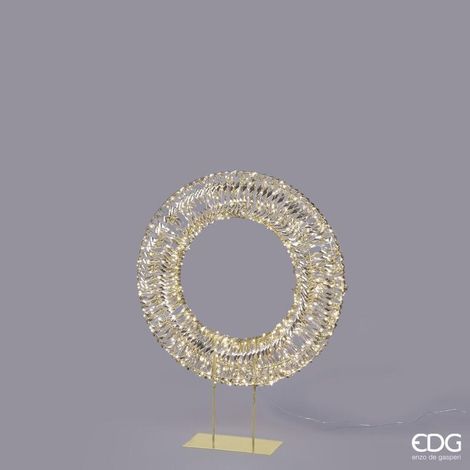 EDG Enzo De Gasperi Decoro Natale Corona con Base 720 MicroLed H 90 Cm L 70 Cm L 17 Cm IP44 Gold