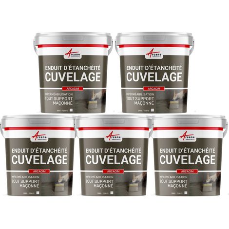 Enduit d'etanchéité, hydrofuge, enduit de cuvelage, pour béton, support maçonné : Arcacim - Offre Spéciale : 5 x 25 Kg Gris - ARCANE INDUSTRIES