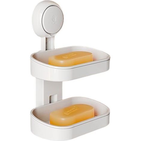 Porte-savon - Porte-savon de douche - Porte-savon à ventouse - Porte-savons sans perçage - Accessoires de salle de bain - Blanc (1/5)