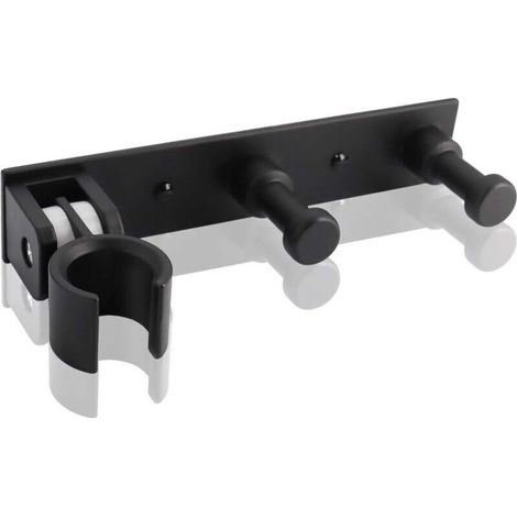 Universel Support Douchette avec 2 Crochet, Support Douche Mural en Alliage D'aluminium Réglable, Fixation Pommeau de Douche Auto-Adhesif Porte Pomme de Douche pour Tuyau de Douche (1/5)