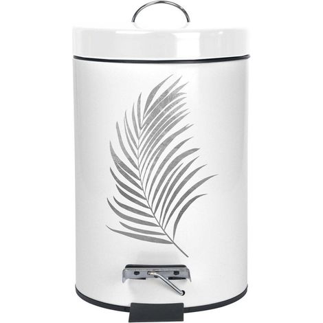 Poubelle à pédale 3L métal Orbella blanc argent (1/4)