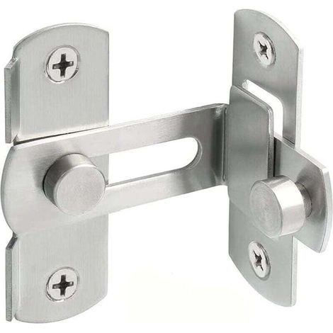 Verrou de porte à angle droit 90 degrés de grange coulissante en acier inoxydable, loquet de porte coulissante à rabat, Verrou de sécurité pour porte fenêtre armoire à vin jardin argenté (1/4)