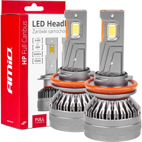 Ampoules LED pour voiture série HP, compatibles Canbus, H8, H9, H11, H16, 6500K, amio-03677