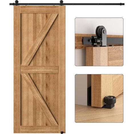 Kit de Quincaillerie pour Porte Coulissante 167 cm - Rail en Aluminium Noir, Capacité 150 kg avec Guide de Plancher Ajustable (1/5)