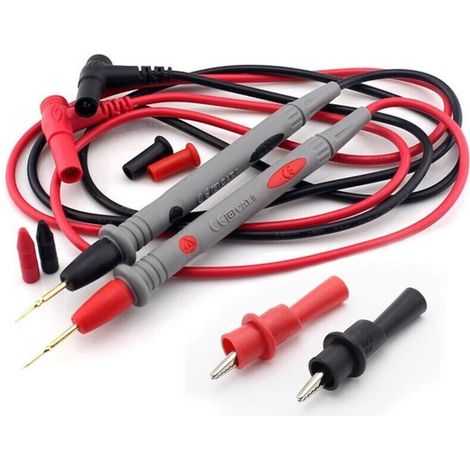 Puntali per multimetro – Kit completo con sonde di precisione placcate in oro, 1000 V / 20 A, morsetti a coccodrillo e connettori a banana.
