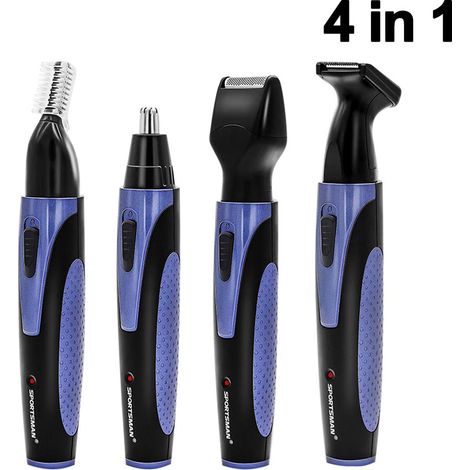 Tondeuse à poils de nez 4 en 1, tondeuse à barbe électronique rechargeable, tondeuse latérale, tondeuse à sourcils, tondeuse à poils de nez pour hommes et femmes avec lame rotative en acier inoxydable (1/5)