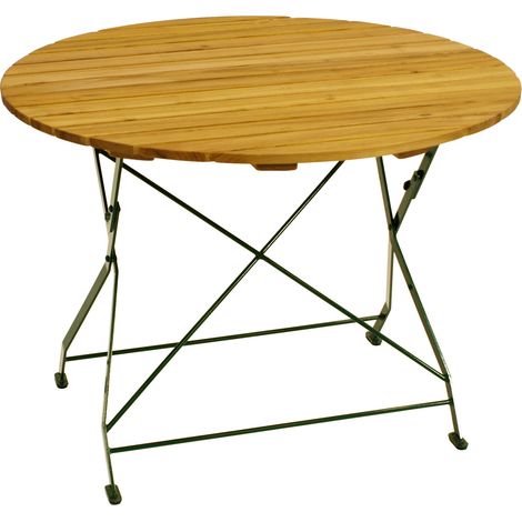 Klapptisch BAD TÖLZ 100cm rund, Flachstahl grün + Robinie (1/4)