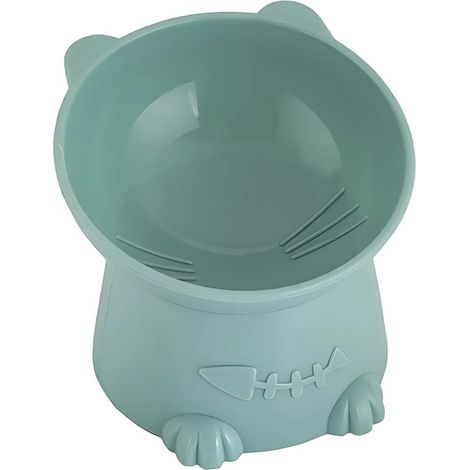 Gamelle surélevée et inclinée pour chat, bol ergonomique en forme de chat, inclinaison 15°, pour chats et petits chiens (1/5)