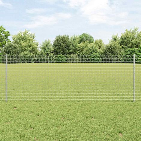 Zaun mit Pfosten Silber 0,8 x 10 m Stahl