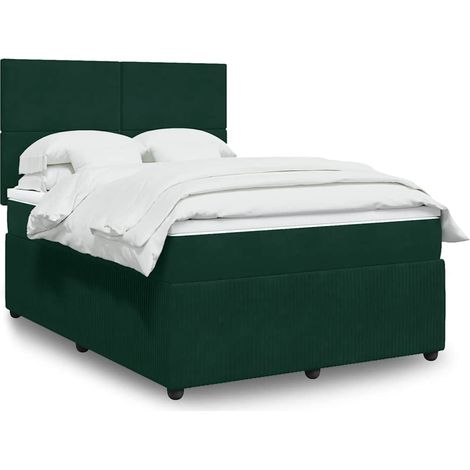 Boxspringbett mit Matratze Dunkelgrün 140x190 cm Samt (1/5)