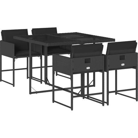 Maison Exclusive - 5-tlg. Garten-Essgruppe mit Kissen Schwarz Pol