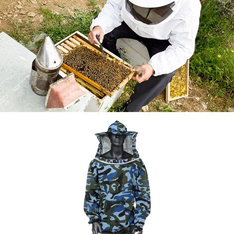 Imkeranzug, Imkerhut, Halbschutzkleidung, Imkerbekleidung, Tarn-Imkerbekleidung, Ozeanblau (1/5)