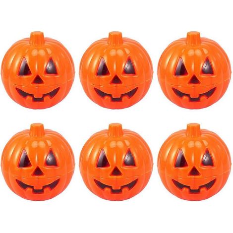 Lot de 6 boîtes de rangement en plastique en forme de citrouille, accessoires pour mini-cadeaux d'Halloween (jaune)-7.00X6.50X6.50CM-Yellow (1/2)